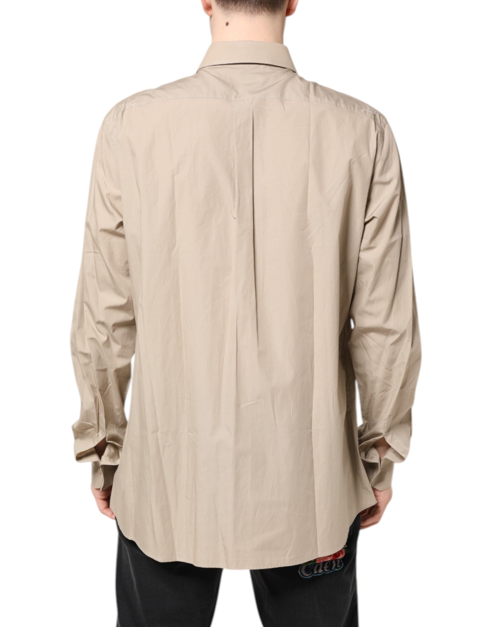 Dolce & Gabbana Beige Pin Up Print MARTINI Men's Casual Shirt